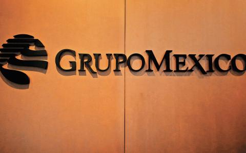 FILE PHOTO: Logo of mining and infrastructure firm Grupo Mexico is pictured at its headquarters in Mexico City