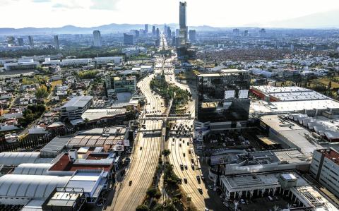 PUEBLA, MEXICO - JANUARY 02, 2023: Beautiful aerial view of the city of Puebla in Mexico.