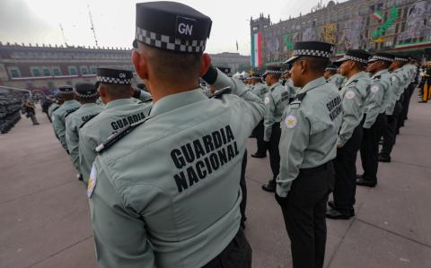 Elementos de la Guardia Nacional en el Desfile Militar del 2024.