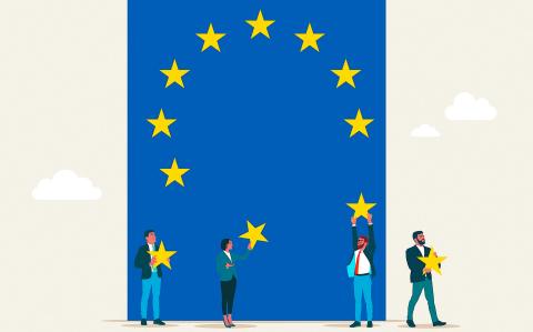 Introduction in European Union or EU Exit. European Commission. Flat vector illustration