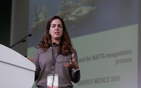 MARIA REGINA GARCIA CUELLAR CESPEDES, MIEMBRO DEL EQUIPO NEGOCIADOR DEL TLCAN EN ENERGIA; DURANTE EL CONGRESO ENERGY MEXICO 2018.