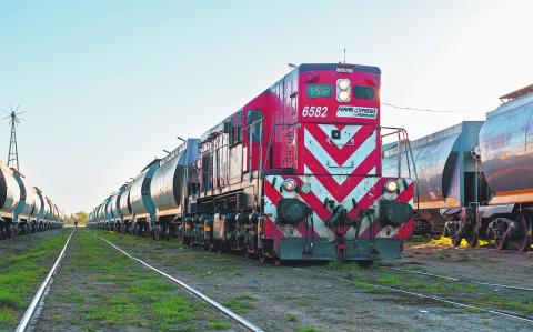 Buenos Aires, Argentina - May 05 2014: Train locomotive General Motors GR-12 working for the Expreso Pampeano in Buenos Aires Province.