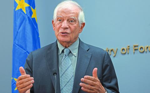 European Union foreign policy chief Josep Borrell attends a press conference with Lebanon's caretaker Foreign Minister Abdallah Bou Habib (not seen) at the Ministry of Foreign Affairs, in Beirut, Lebanon September 12, 2024. REUTERS/Mohamed Azakir