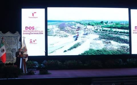 Américo Villareal durante el evento denominado “Dos años de memorias de una transformación”.