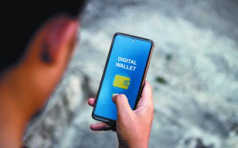 Close-up of Person's Hand Showing Digital Wallet Apps interface on Smartphone Screen