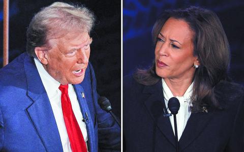 Republican presidential nominee, former U.S. President Donald Trump and Democratic presidential nominee, U.S. Vice President Kamala Harris take part in a presidential debate hosted by ABC in Philadelphia, Pennsylvania, U.S., September 10, 2024 in a combination of file photographs. REUTERS/Brian Snyder