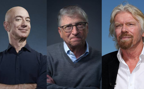 Jeff Bezos, Bill Gates y Richard Branson.