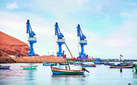 Chancay, Lima. Peru, September 20 2024: Chancay Mega seaport. Located in Peru, under construction, future maritime hub of South America. Chancay Lima, Peru.