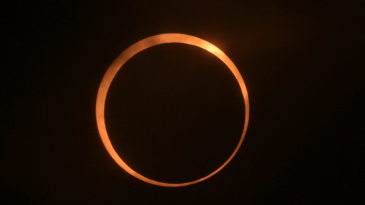 The "ring of fire" eclipse is pictured from Puerto San Julian, Santa Cruz Province, Argentina, on October 2, 2024. (Photo by Juan MABROMATA / AFP)