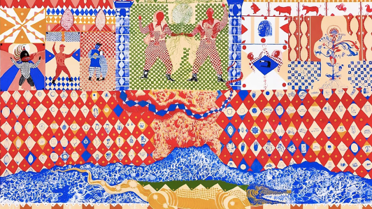 Mural de Erick Tzucumo, con motivo de los 250 años del Monte de Piedad.