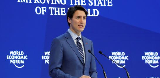 Justin Trudeau, primer ministro de Canadá, durante su participación en el WEF 2018. Foto: Reuters