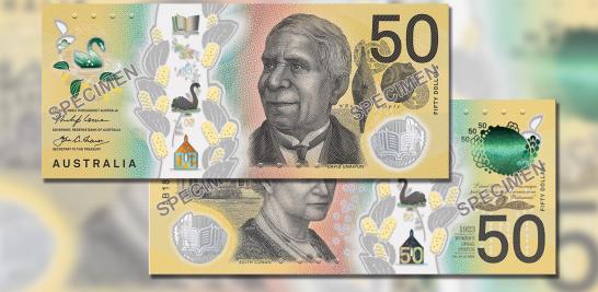 El billete de 50 dólares de Australia.