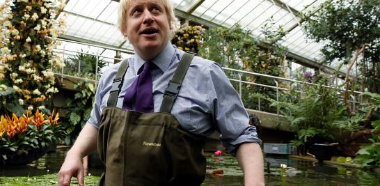 Boris Johnson, plantando lirios en el Real Jardín Botánico en Kew, al oeste de Londres, marzo de 2015. 