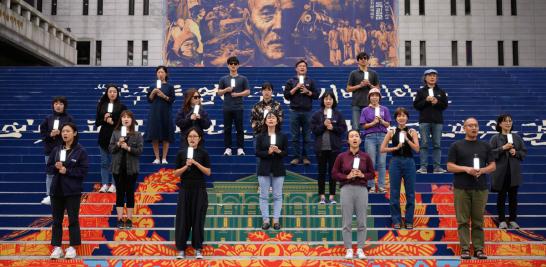 En Corea del Sur también se sumaron estudiantes para protestar contra el cambio climático. Foto: AFP