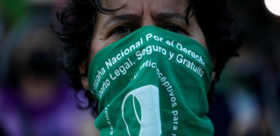 Pro-choice demonstrators gather to mark International Safe Abortion Day in Madrid