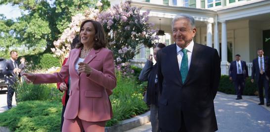 La vicepresidenta de Estados Unidos, Kamala Harris, y el presidente de México Andrés Manuel López Obrador. Foto: Cortesía Presidencia