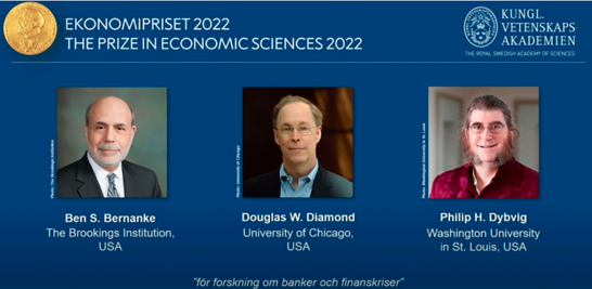 Retratos de Ben S. Bernanke, Douglas W. Diamond y Philip H. Dybvig. Foto EE: Especial / captura de video