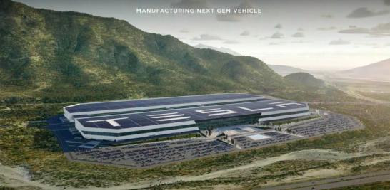 Maqueta de la nueva gigafactory de Tesla que se construirá en Nuevo León Foto EE: Especial / captura de video