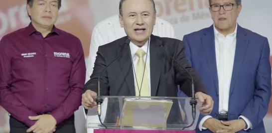 Alfonso Durazo, presidente del Consejo Nacional de Morena dio a conocer los resultados del proceso interno. Foto EE: Especial / Captura de video