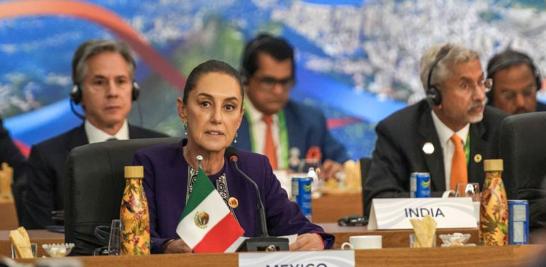 La presidenta mexicana propuso en el G20 establecer un fondo para destinar el 1% del gasto militar de los países para llevar a cabo un programa de reforestación