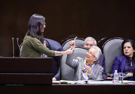 La diputada Riojas Martínez le recordó a la secretaria de Gobernación, Olga Sánchez Cordero, su propuesta para legalizar el consumo de la mariguana. Foto: Notimex