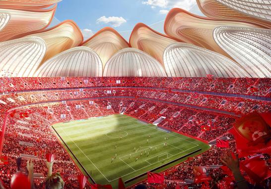 El estadio será el hogar del equipo chino de la Superliga, Guangzhou Evergrande, y superará al Camp Nou de Barcelona como el mayor lugar de fútbol especialmente diseñado por capacidad.