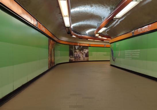 La estación Polanco de la Línea 7 del Metro se encuentra casi vacía al reducirse la movilidad por la pandemia y la menor afluencia por la suspensión de las líneas 1, 2 y 3. Foto EE: Rosario Servin