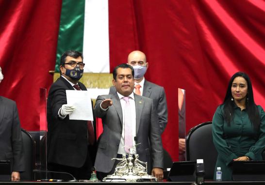 El diputado morenista Sergio Carlos Gutiérrez Luna fue electo por 491 votos a favor, cero en contra y una abstención, como nuevo presidente de Cámara de Diputados. Foto EE: Cortesía Cámara de Diputados