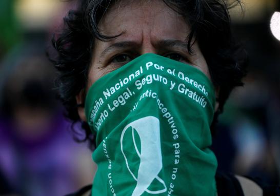 Pro-choice demonstrators gather to mark International Safe Abortion Day in Madrid