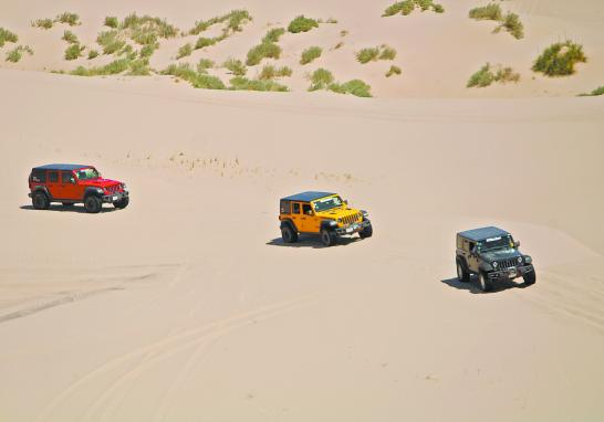 Fue la RAM 1500 TRX el único vehículo que pudo llegar a la parte más alta de la duna, a unos 1,300 metros de altitud. Fue posible gracias a los más de 700 hp y 650 lb-pie de par. Foto: Cortesía.