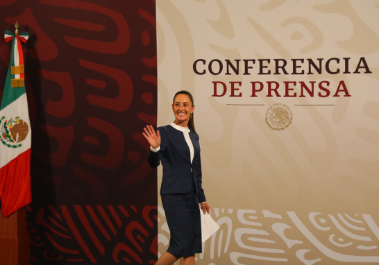 Claudia Sheinbaum, virtual presidenta electa de México, ofreció una conferencia tras su reunión con el presidente Andrés Manuel López Obrador en Palacio Nacional. Foto EE: Rosario Servin