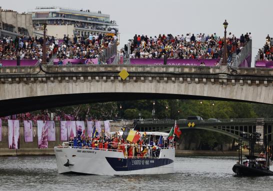 La delegación de Bélgica durante el desfile inaugural. Foto: Reuters