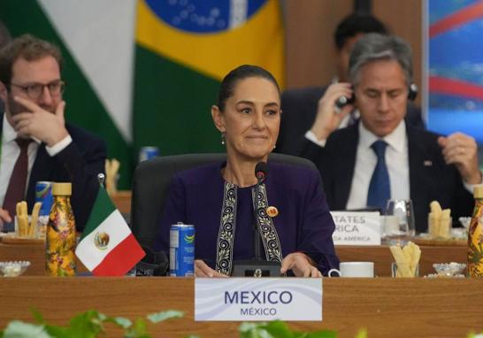 La presidenta mexicana propuso en el G20 establecer un fondo para destinar el 1% del gasto militar de los países para llevar a cabo un programa de reforestación