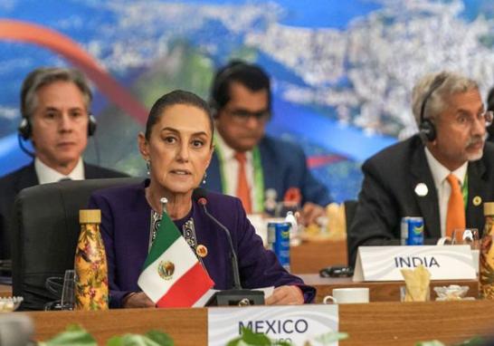 La presidenta mexicana propuso en el G20 establecer un fondo para destinar el 1% del gasto militar de los países para llevar a cabo un programa de reforestación