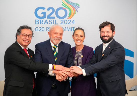 La presidenta de México, Claudia Sheinbaum, se reunió con los presidentes de Colombia, Brasil y Chile en el marco del G20.