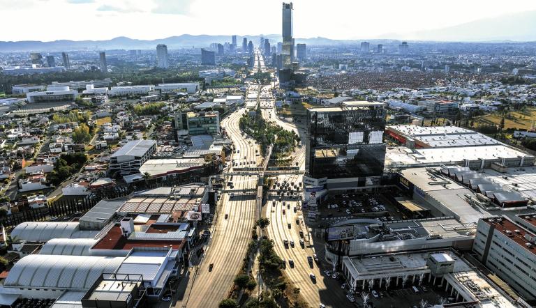 PUEBLA, MEXICO - JANUARY 02, 2023: Beautiful aerial view of the city of Puebla in Mexico.