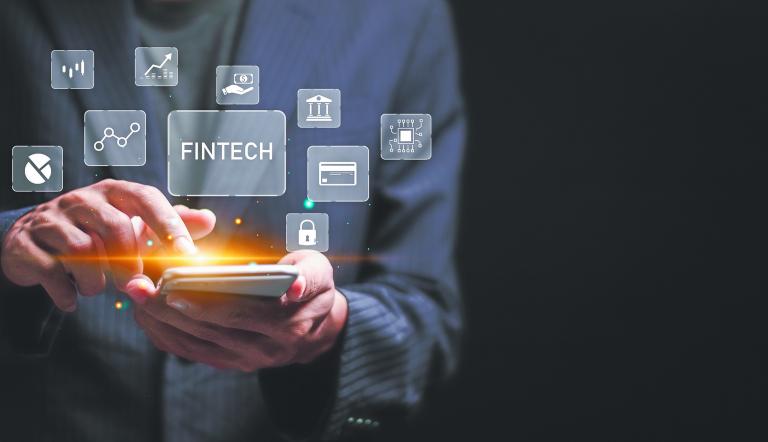 Fintech,(financial,Technology),And,Digital,Money,Concept.,Businessman,Use,Mobile