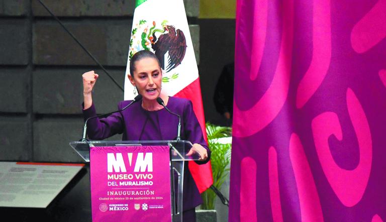 CIUDAD DE MÉXICO, 25SEPTIEMBRE2024.- Claudia Sheinbaum, presidenta electa de México, durante su intervención en la ceremonia de inauguración del "Museo Vivo del Muralismo" en edificio de la Secretaría de Educación Pública (SEP).
FOTO: MARIO JASSO/CUARTOSCURO.COM
