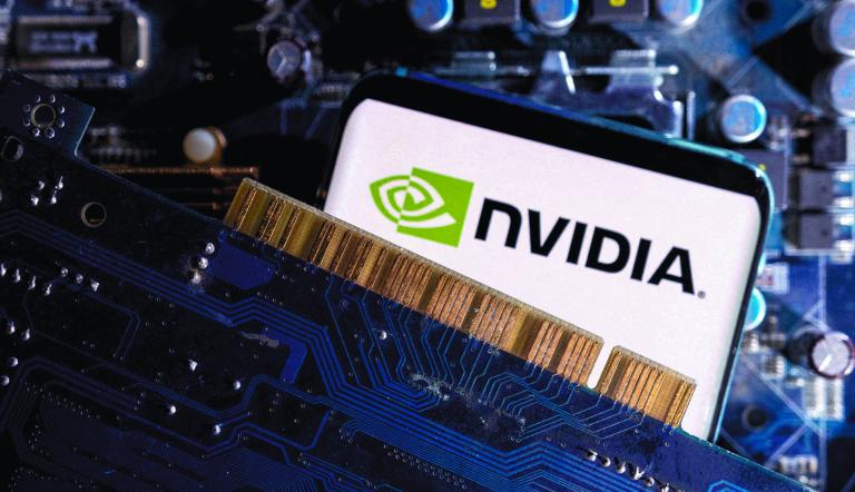 FILE PHOTO: A smartphone with a displayed NVIDIA logo is placed on a computer motherboard in this illustration taken March 6, 2023. REUTERS/Dado Ruvic/Illustration/File Photo