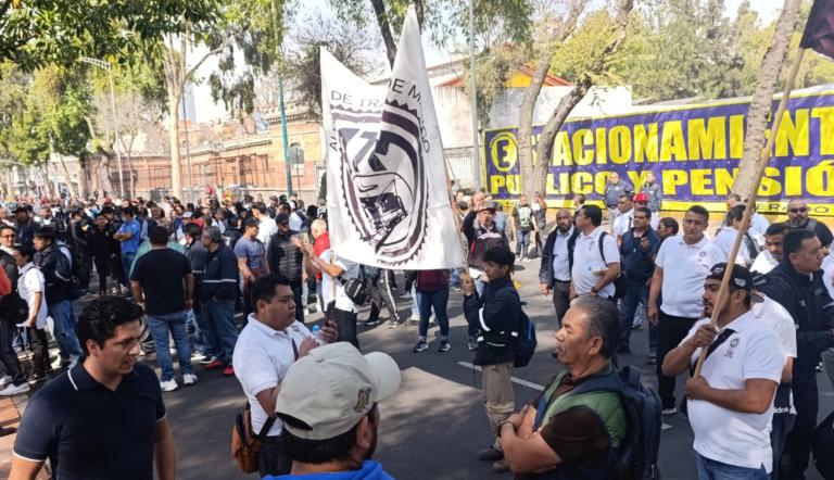 Integrantes de la Alianza de Tranviarios de México.