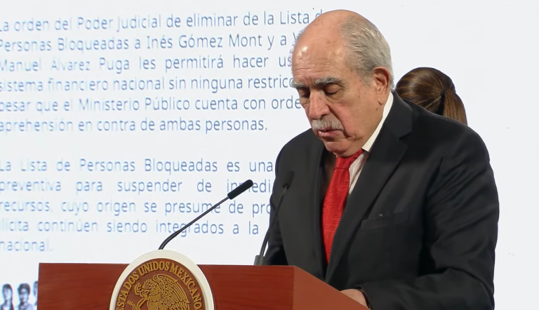 El titular de la UIF, Pablo Gómez, y la presidenta de México, Claudia Sheinbaum, denunciaron presuntas irregularidades en el Poder Judicial tras la resolución que ordenó eliminar a Inés Gómez Mont y Víctor Manuel Álvarez Puga de la lista de personas bloqueadas.