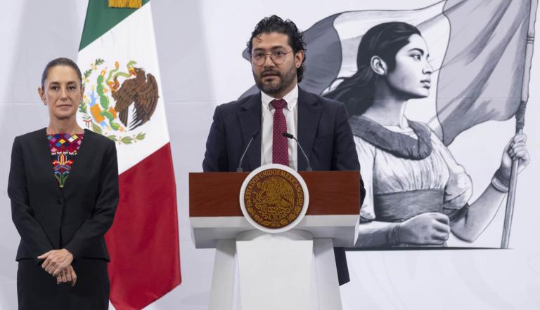 Marath Bolaños, secretario del Trabajo y Previsión Social (STPS), durante la conferencia matutina de la presidenta Claudia Sheinbaum.