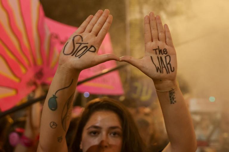Manifestantes contra la guerra en Gaza.