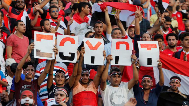 2018 World Cup Qualifications - Africa - Egypt vs Congo - Soccer Football - 2018 World Cup Qualifications - Africa - Egypt vs Congo - Borg El Arab Stadium, Alexandria, Egypt - October 8, 2017   Egypt fans display banners   REUTERS/Amr Abdallah Dalsh