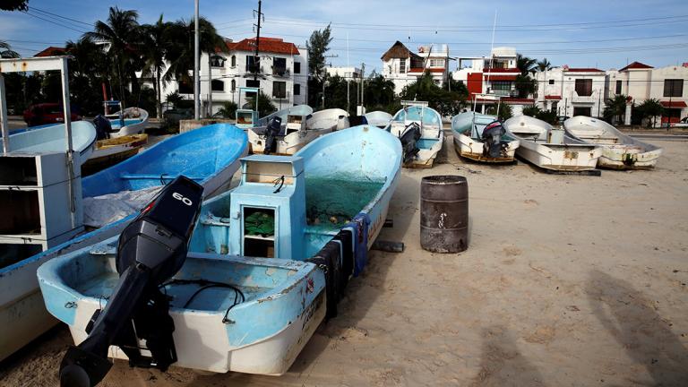 Boats are seen at the beach after  Tropical Storm Nate in Cancun - Boats are seen at the beach after  Tropical Storm Nate in Cancun, Mexico October 7, 2017. REUTERS/Henry Romero