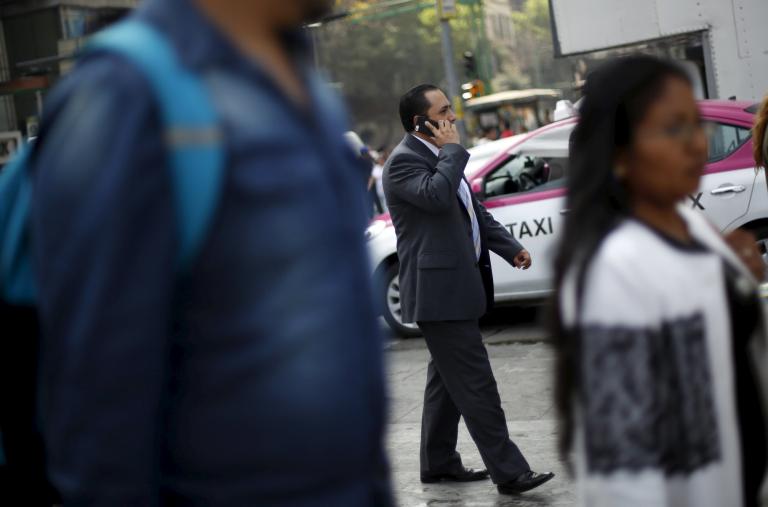 A man speaks on his cell phone in Mexico City