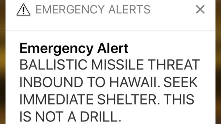 FILE - This Jan. 13, 2018 file smartphone screen capture shows a false incoming ballistic missile emergency alert sent from the Hawaii Emergency Management Agency system. Gov. David Ige has appointed state Army National Guard Brig. Gen. Kenneth Hara as new head of Hawaii