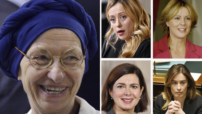 Combo picture of Former Italian Foreign minister Emma Bonino (L), President of Brothers of Italy party Giorgia Meloni (C top), Minister of Health Beatrice Lorenzin (R top), President of the Italy