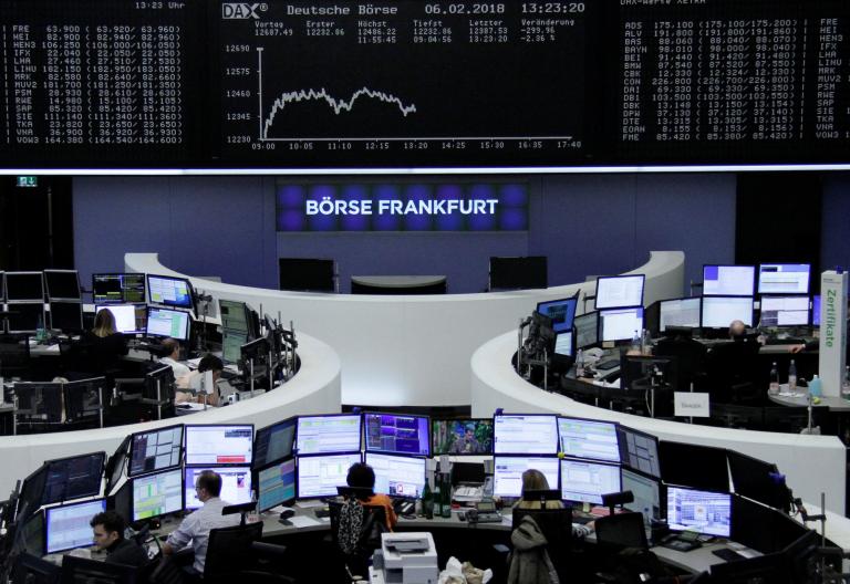 The German share price index, DAX board, is seen at the stock exchange in Frankfurt