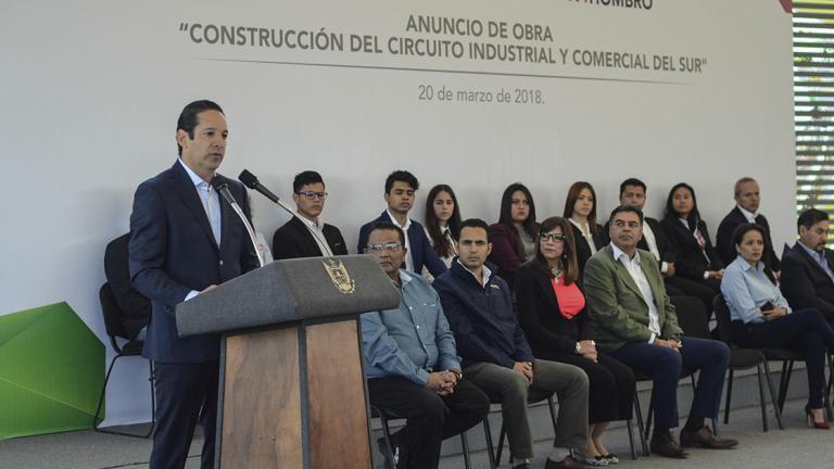 QUERETARO,QRO 20.03.18 ANUNCIO DE OBRA CONSTRUCCION DEL CIRCUITO INDUSTRIAL Y COMERCIAL DEL SUR FRANCISCO DOMINGUEZ GOBERNADOR DEL ESTADO DE QUERETARO.